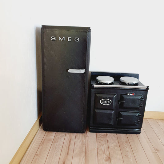 Dolls House Modern Kitchen Black SMEG Fridge,  1:12th Scale, Miniature fridge (K-FR-8)