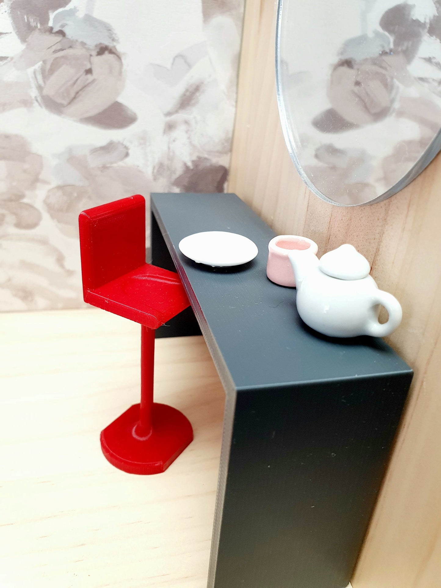 Dolls House Modern Bar Stool, Choice of Colours  1:12th Scale, Miniature Bar Stool (K-BS)