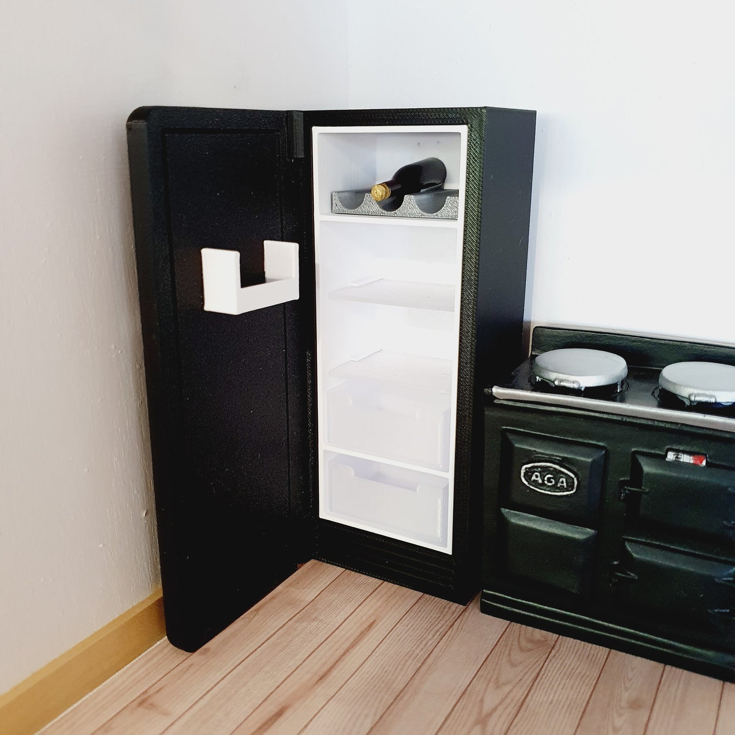 Dolls House Modern Kitchen Black SMEG Fridge,  1:12th Scale, Miniature fridge (K-FR-8)
