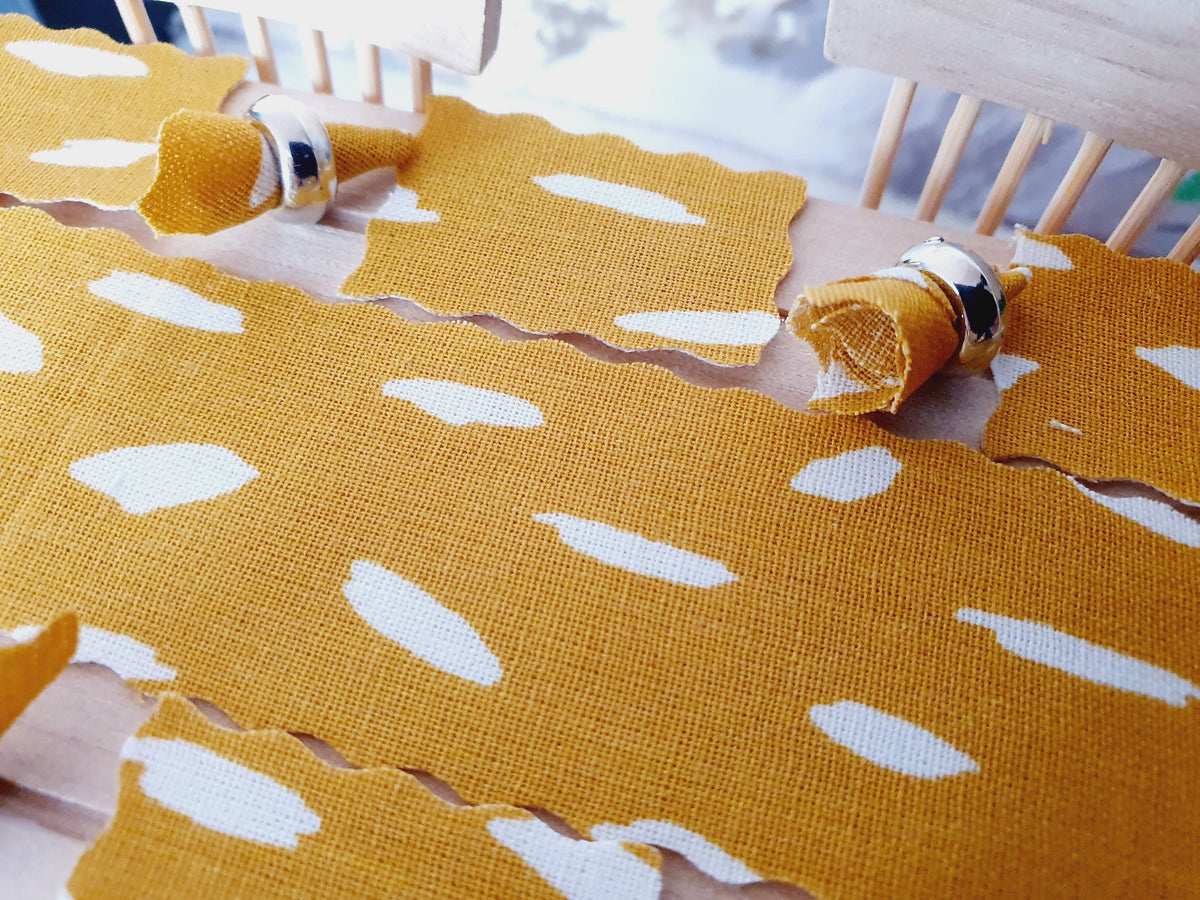 Dolls House Mustard Table Place Setting Set, Table Runner, Place Mats & Napkins, Set of 6, Miniature Table Place, 1:12