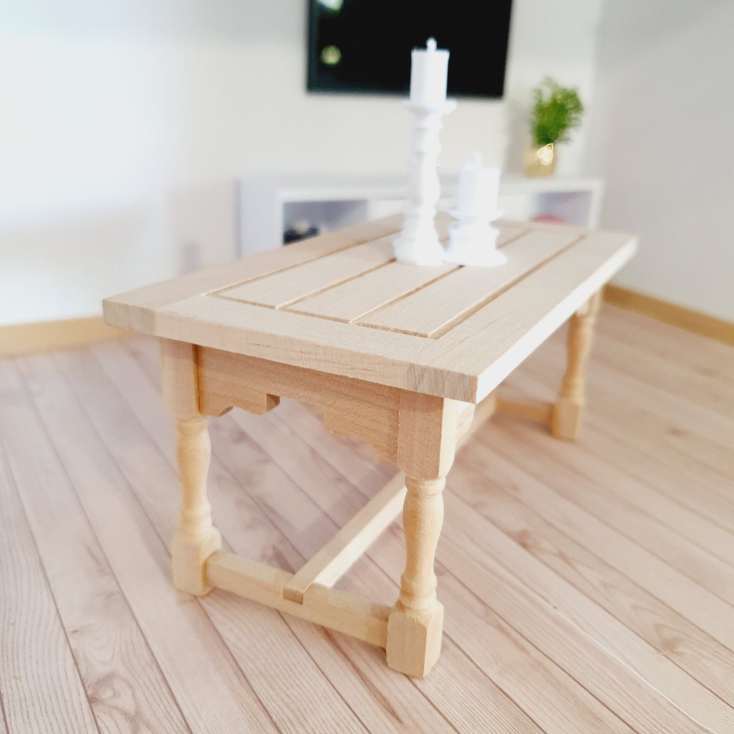 Dolls House Modern Wooden Dining Table, 1:12th Scale, Miniature Table (K-WTAB-3)