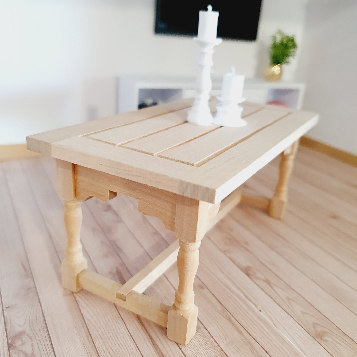 Dolls House Modern Wooden Dining Table, 1:12th Scale, Miniature Table (K-WTAB-3)