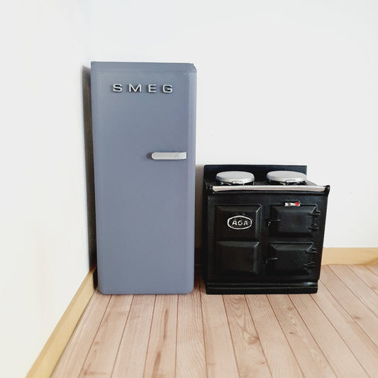 Dolls House Modern Kitchen Grey SMEG Fridge,  1:12th Scale, Miniature fridge