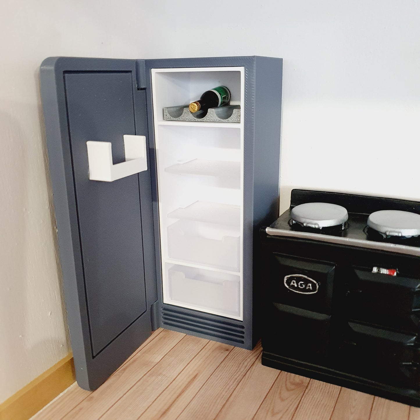 Dolls House Modern Kitchen Grey SMEG Fridge,  1:12th Scale, Miniature fridge