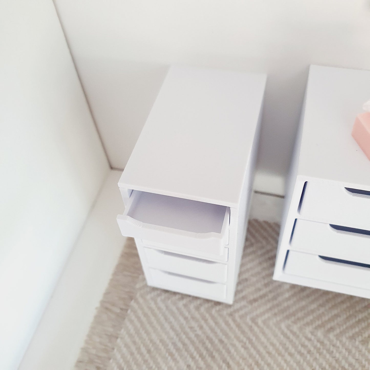 Dolls House Modern deep filing cabinet, craft room drawers, Choice of Colours 1:12th Scale, Miniature