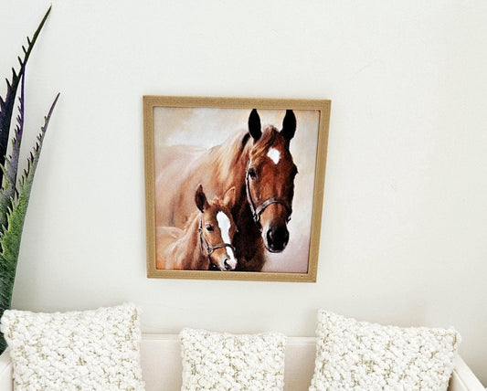 Dolls House Modern Framed Wall Art, 2x Horses picture, 12th scale, miniature