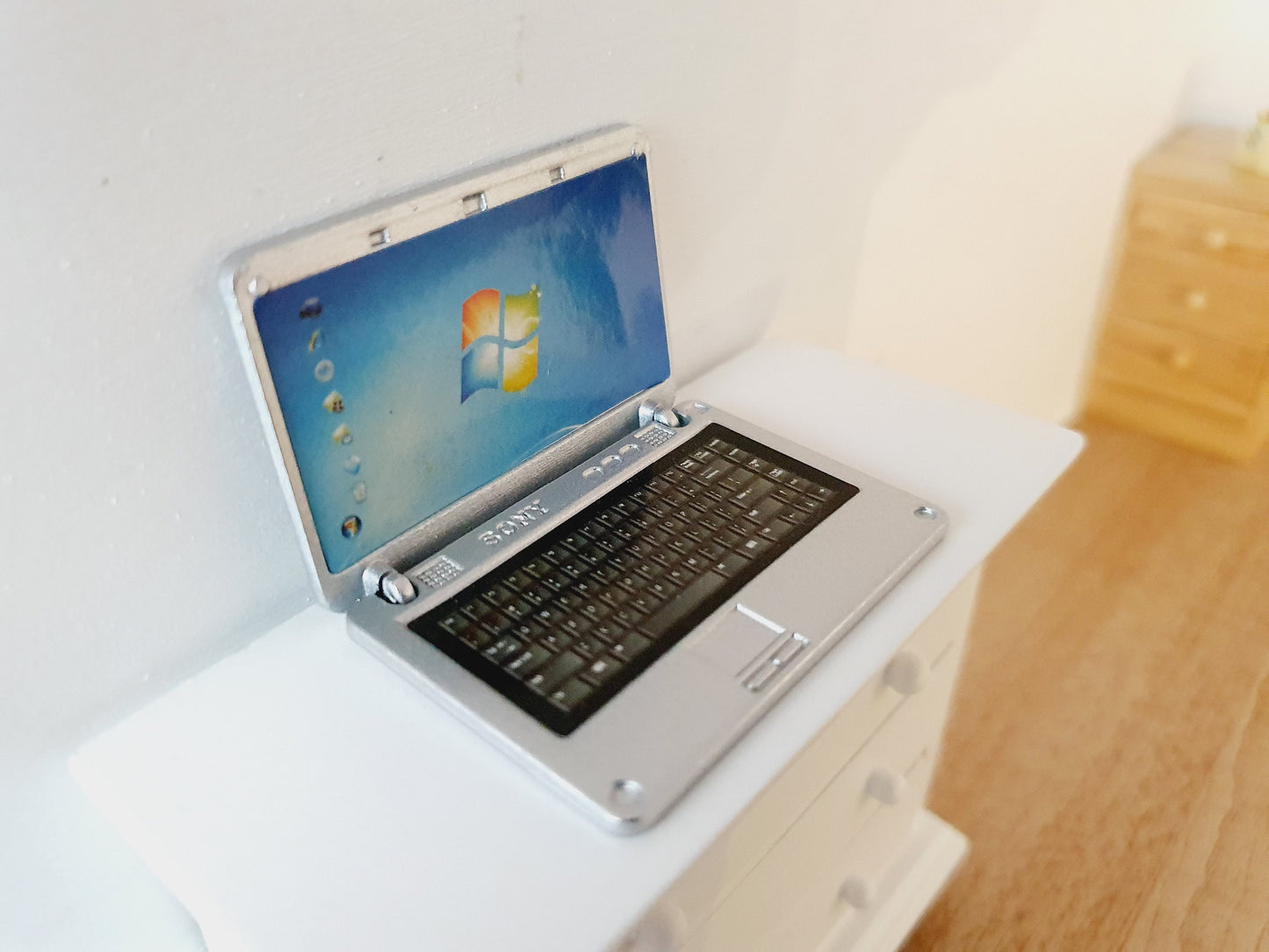 Dolls House Silver Laptop, 1:12th Scale, Miniature Laptop