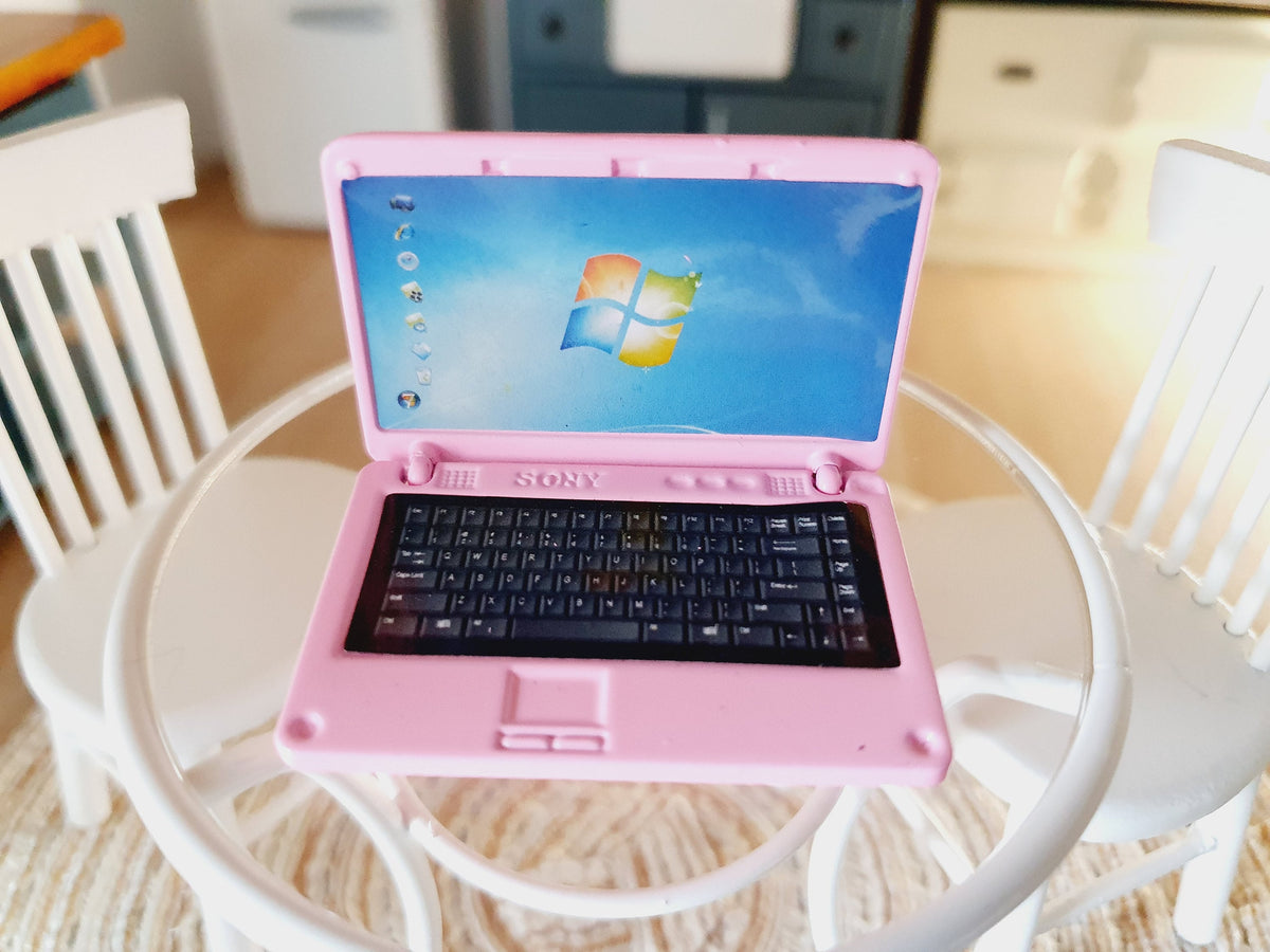 Dolls House Laptop | Pink or Silver | 1:12 Scale Miniature Computer