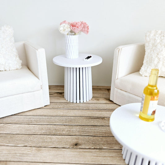 Dolls House Modern Side table Slat Table, 1:12 Scale, Choice of Colours, Miniature Side Table