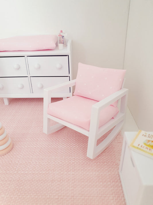 Dolls House Modern Rocking Nursery Chair, 1:12th Scale, Miniature