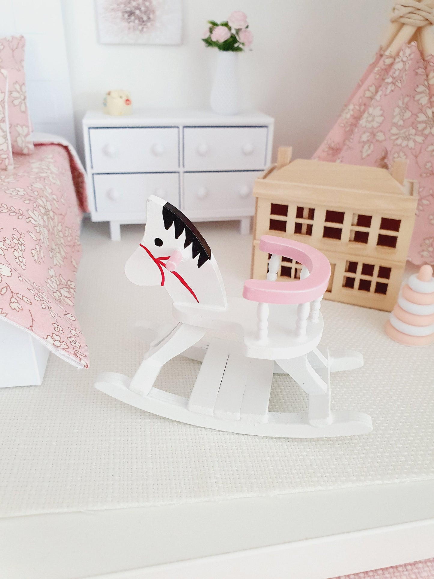 Dolls House Wooden Rocking Horse, Choice of Design, 12th Scale, Miniature horse (ROCK)