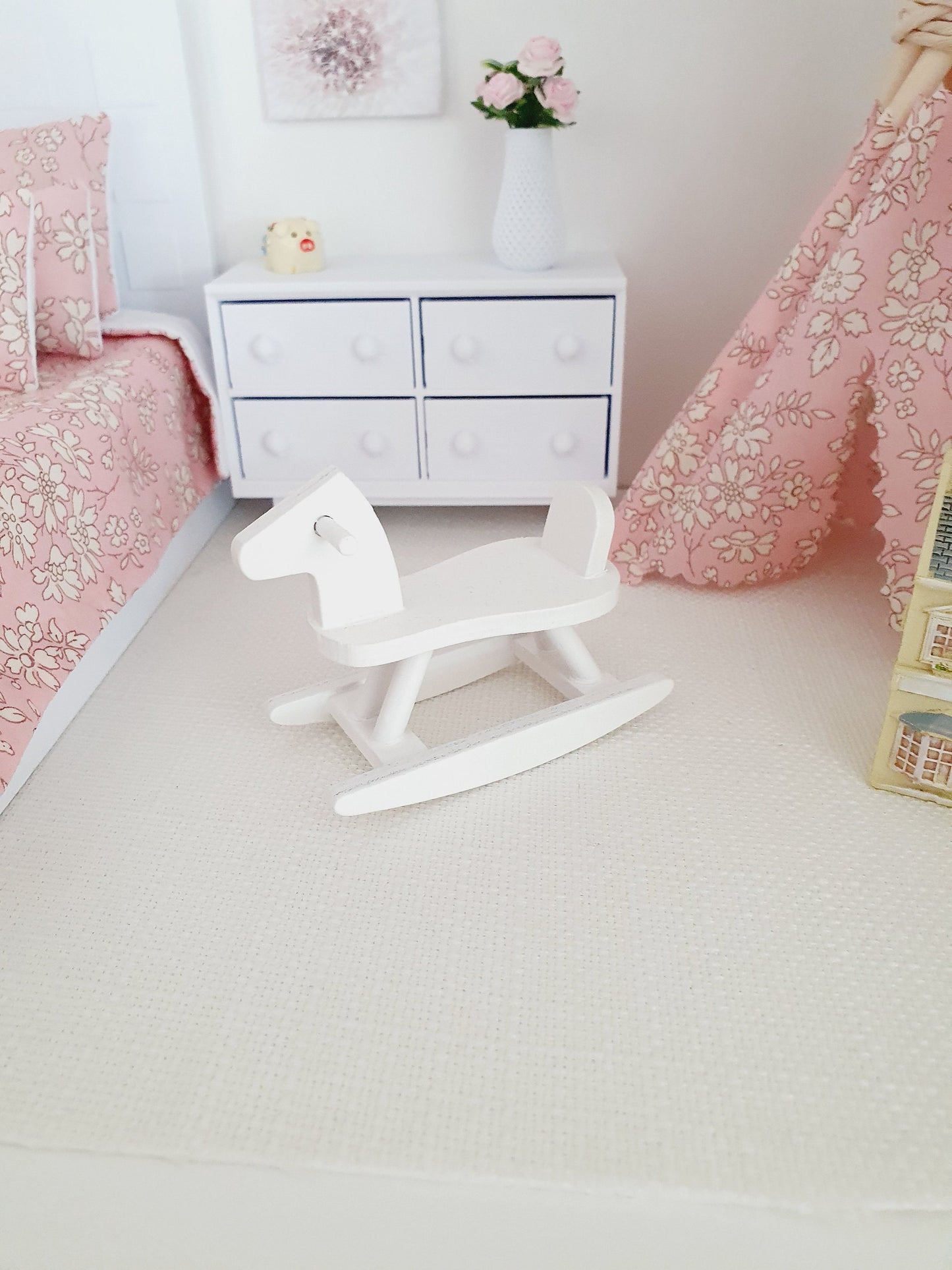 Dolls House Wooden Rocking Horse, Choice of Design, 12th Scale, Miniature horse (ROCK)