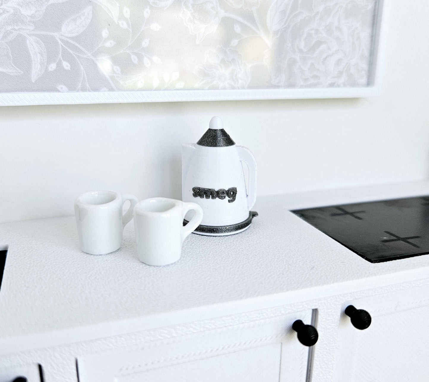 Dolls House Modern Smeg Kettle, Miniature Teakettle, Choice of colours, Miniature Kettle, 12th scale
