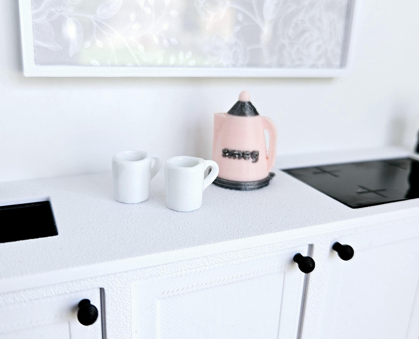 Dolls House Modern Smeg Kettle, Miniature Teakettle, Choice of colours, Miniature Kettle, 12th scale