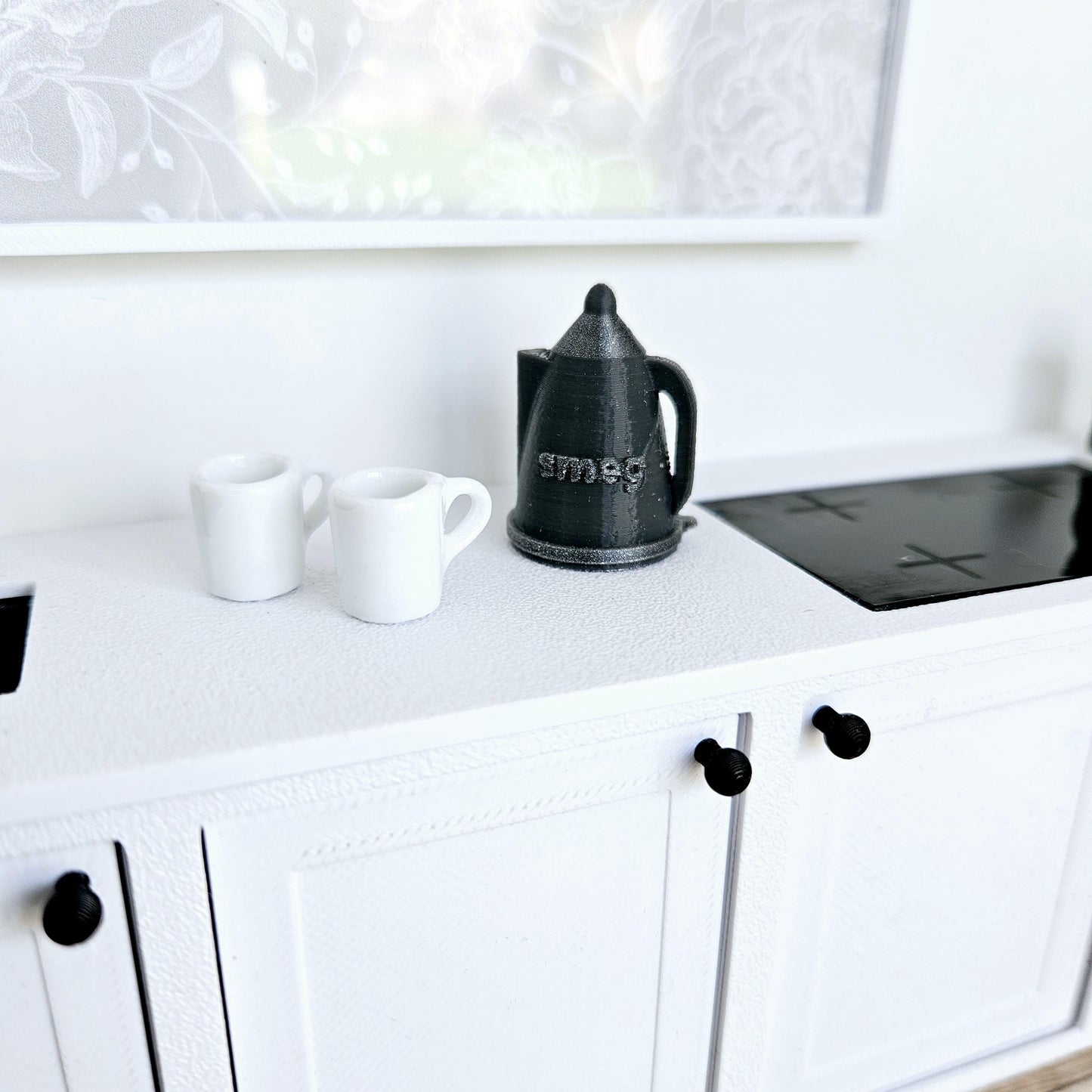 Dolls House Modern Smeg Kettle, Miniature Teakettle, Choice of colours, Miniature Kettle, 12th scale