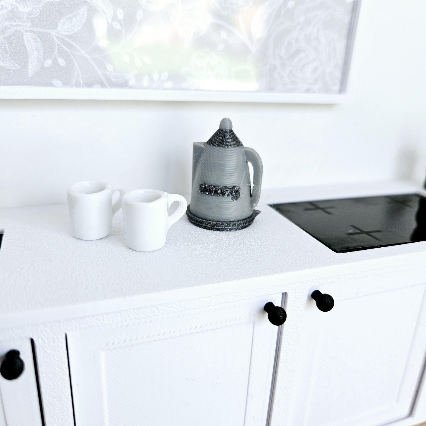 Dolls House Modern Smeg Kettle, Miniature Teakettle, Choice of colours, Miniature Kettle, 12th scale