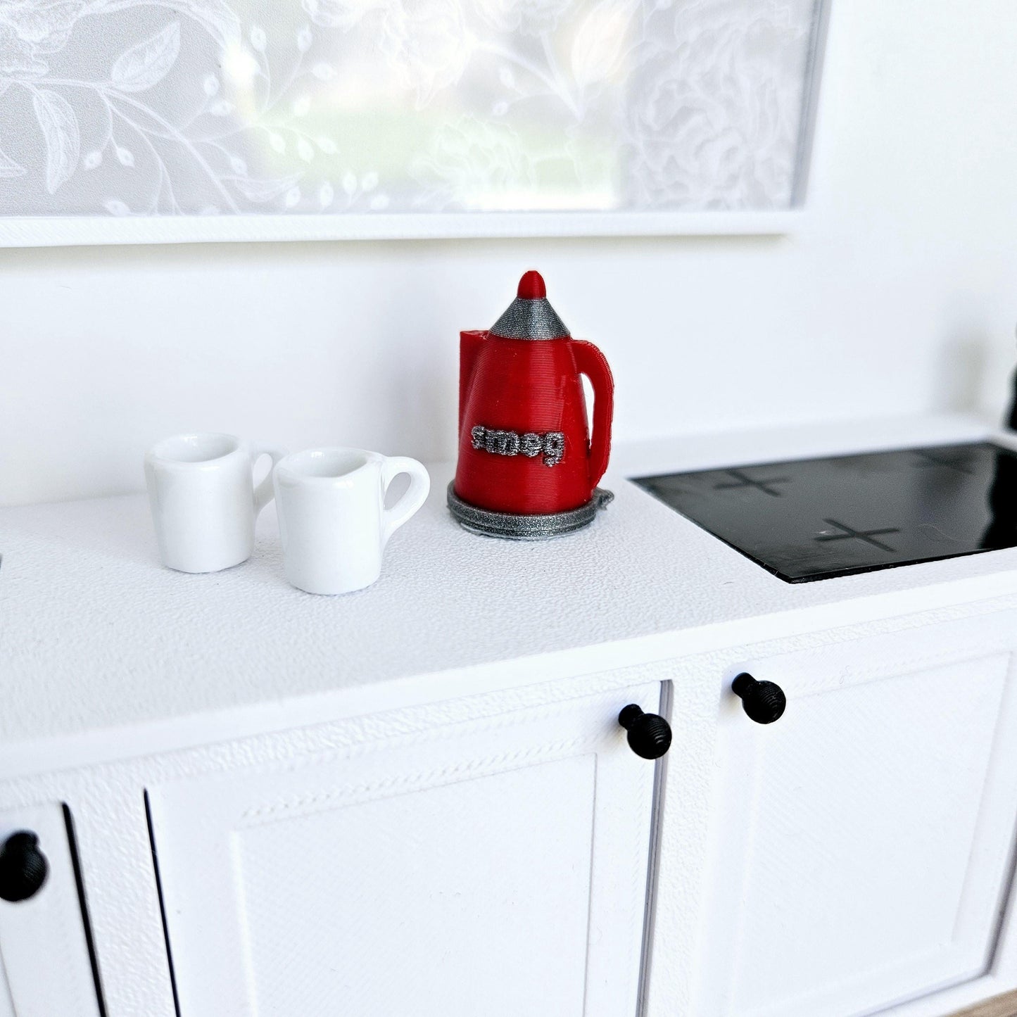 Dolls House Modern Smeg Kettle, Miniature Teakettle, Choice of colours, Miniature Kettle, 12th scale