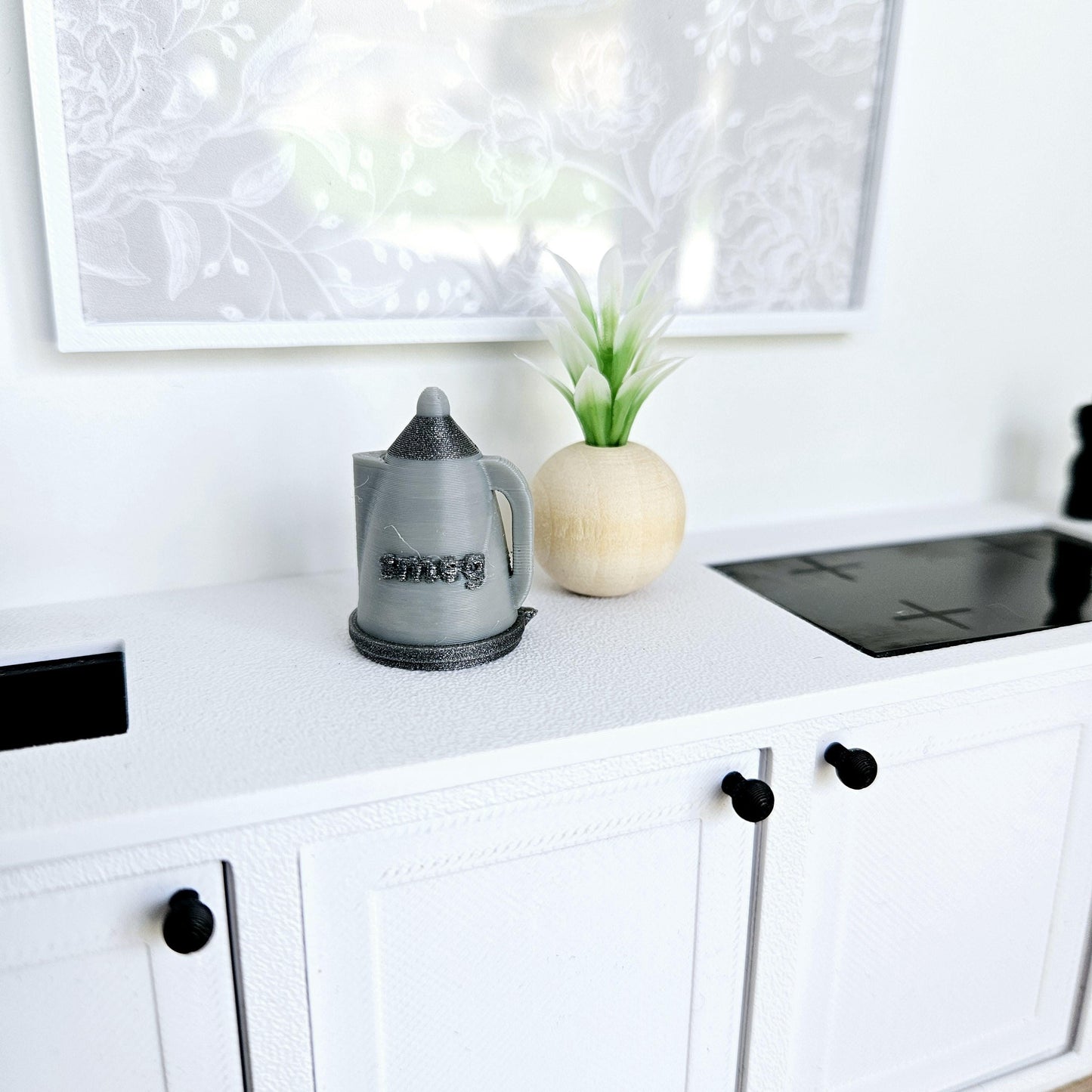 Dolls House Modern Smeg Kettle, Miniature Teakettle, Choice of colours, Miniature Kettle, 12th scale