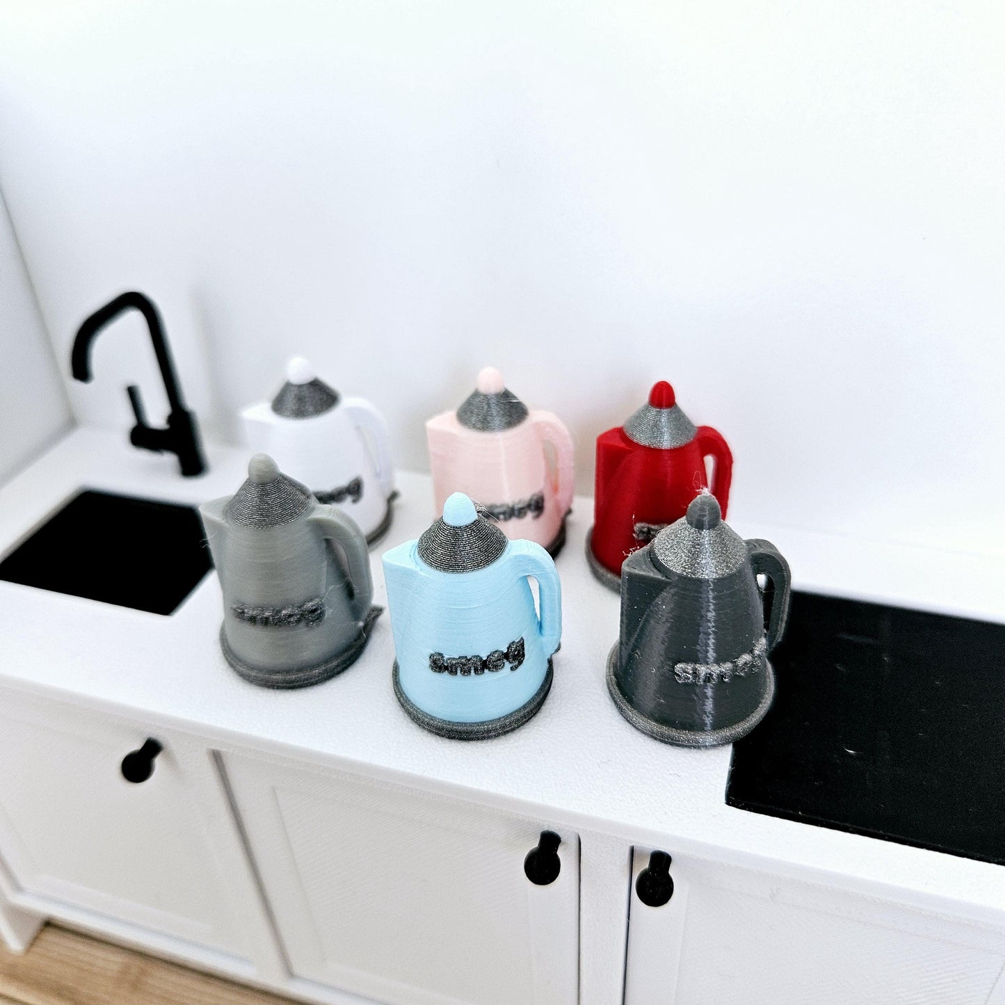 Dolls House Modern Smeg Kettle, Miniature Teakettle, Choice of colours, Miniature Kettle, 12th scale