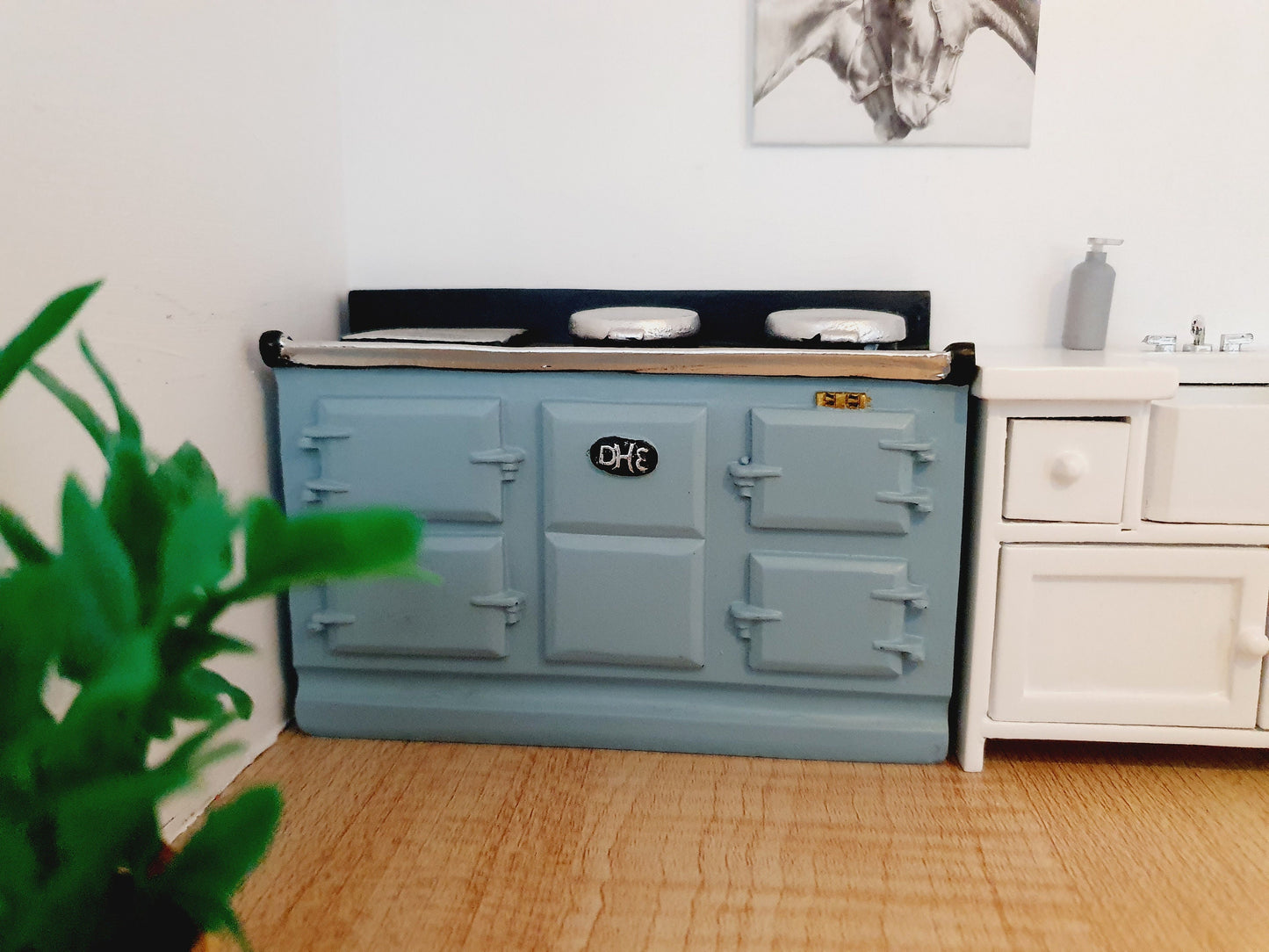 Dolls House Blue Aga Style Stove | Dark Blue with Black Top | 1:12 Scale Miniature Kitchen Oven