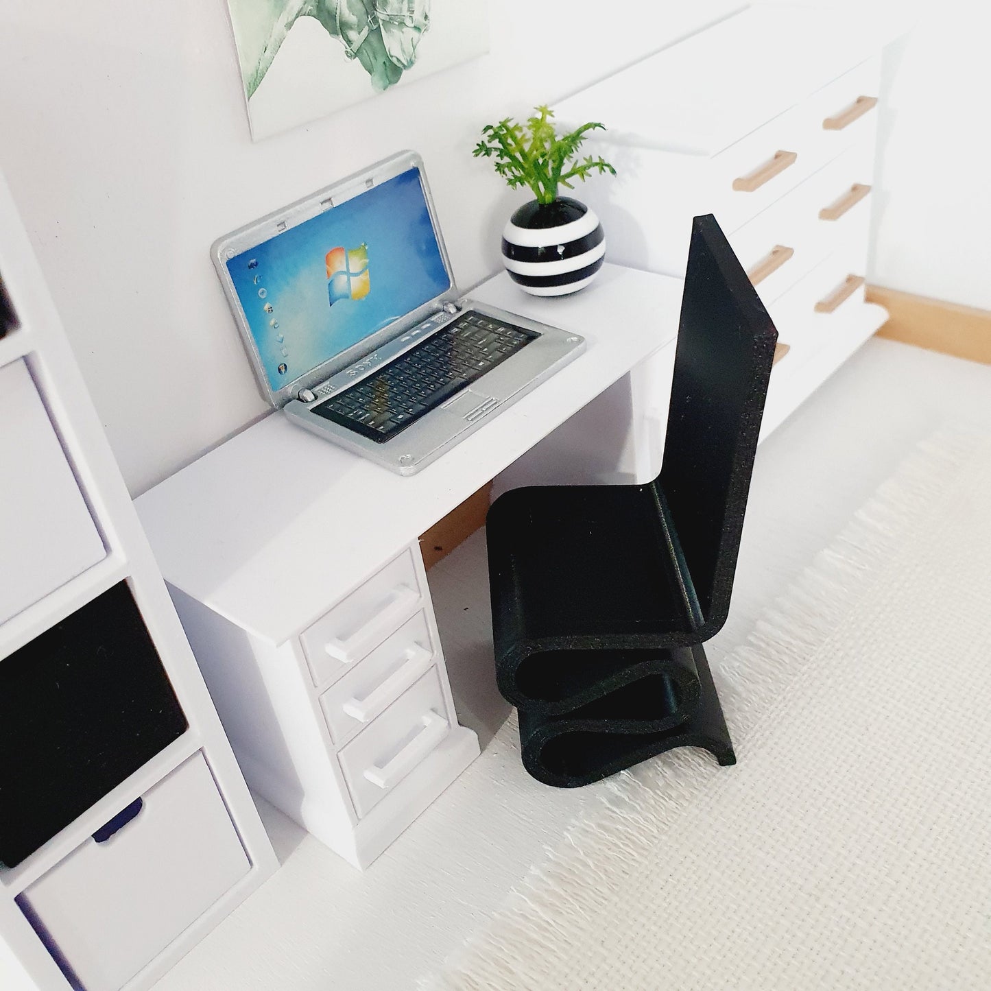 Dolls House Office Set, Miniature Office Set, Dollhouse Furniture, Mini Desk, Dollhouse Accessory, 12th Scale Desk (DESK1)