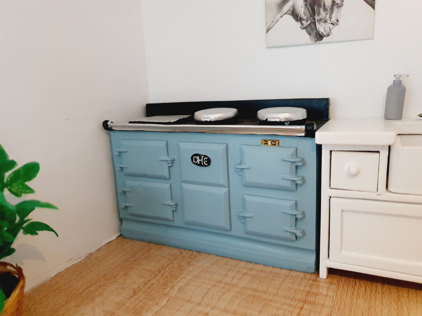 Dolls House Blue Aga Style Stove | Dark Blue with Black Top | 1:12 Scale Miniature Kitchen Oven