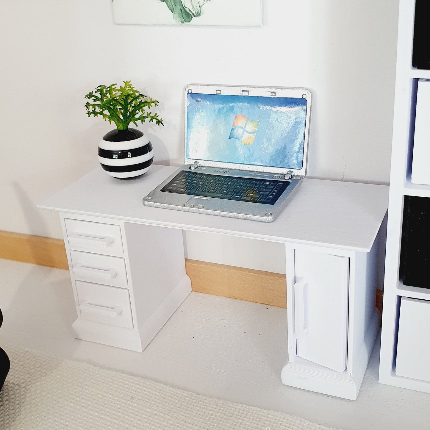 Dolls House Office Set, Miniature Office Set, Dollhouse Furniture, Mini Desk, Dollhouse Accessory, 12th Scale Desk (DESK1)