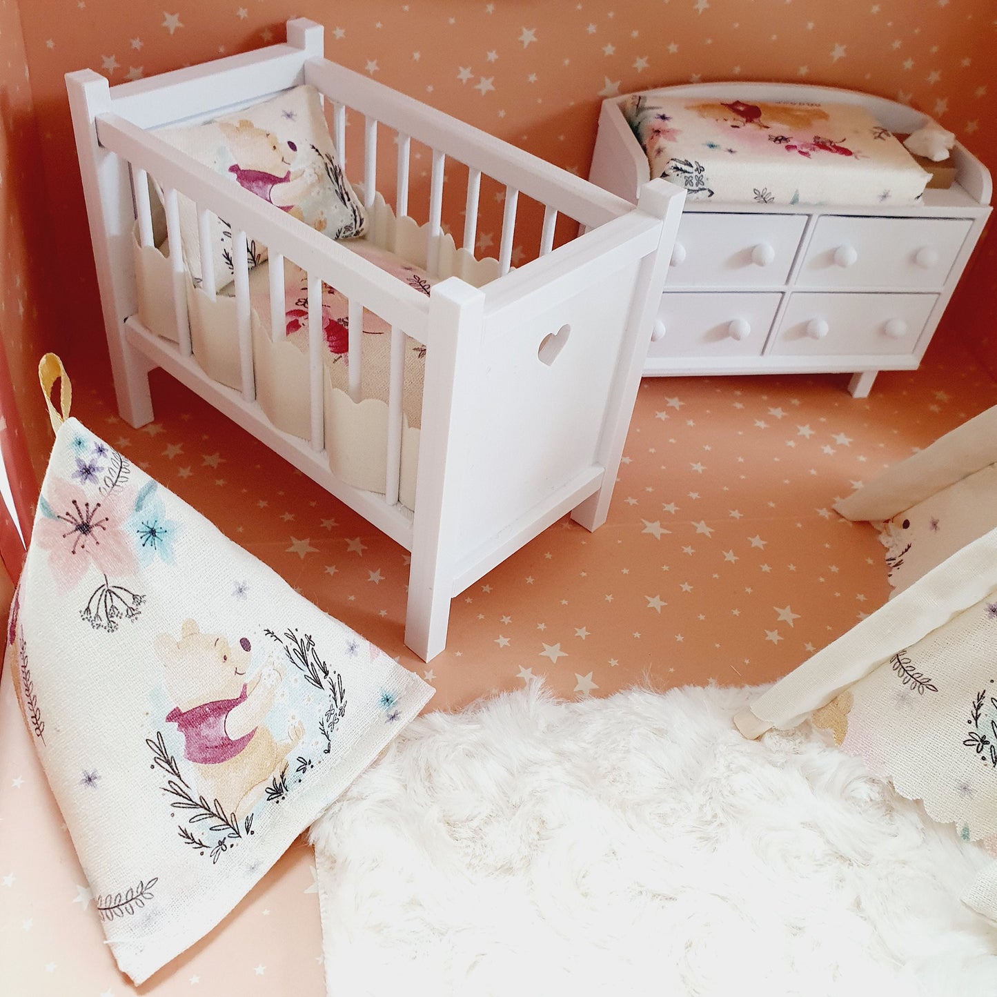 Dolls House Winnie the pooh Nursery Travel Suitcase, Cute Winnie the pooh Room Design, 12th Scale, Miniature case