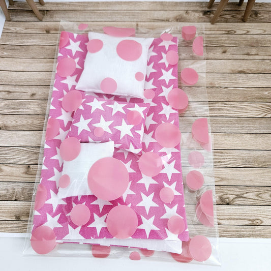 SALE!! Dolls house Pink Star Single 12th Scale Bedding Set, Doll House Girls Room Bedding