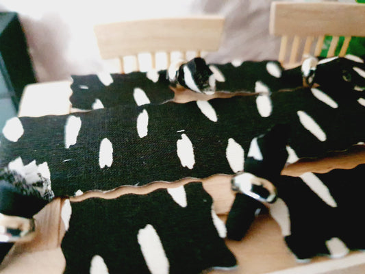 Dolls House Black Table Place Setting Set, Table Runner, Place Mats & Napkins, Set of 6, Miniature Table Place, 1:12
