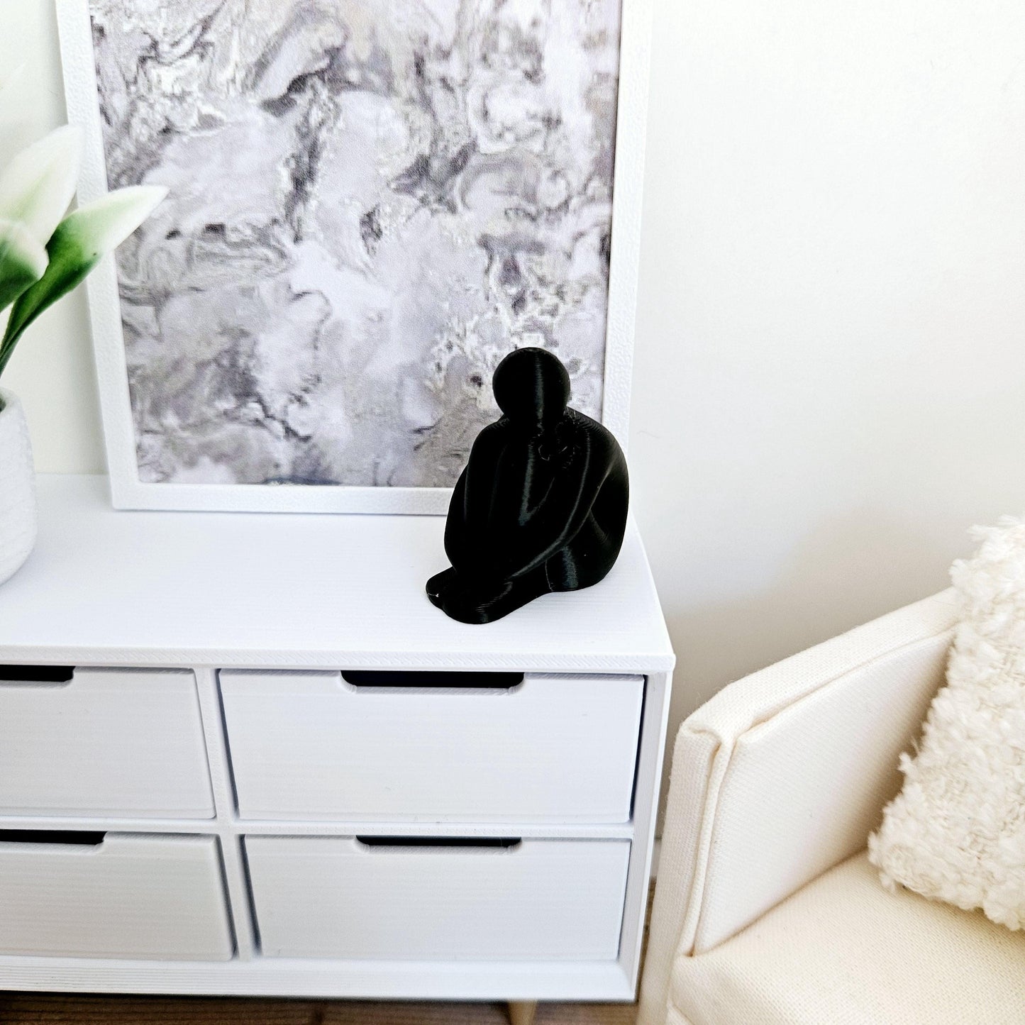 Dolls House Modern Harry Sitting Man Ornament, House or Garden Ornament, 12th Scale