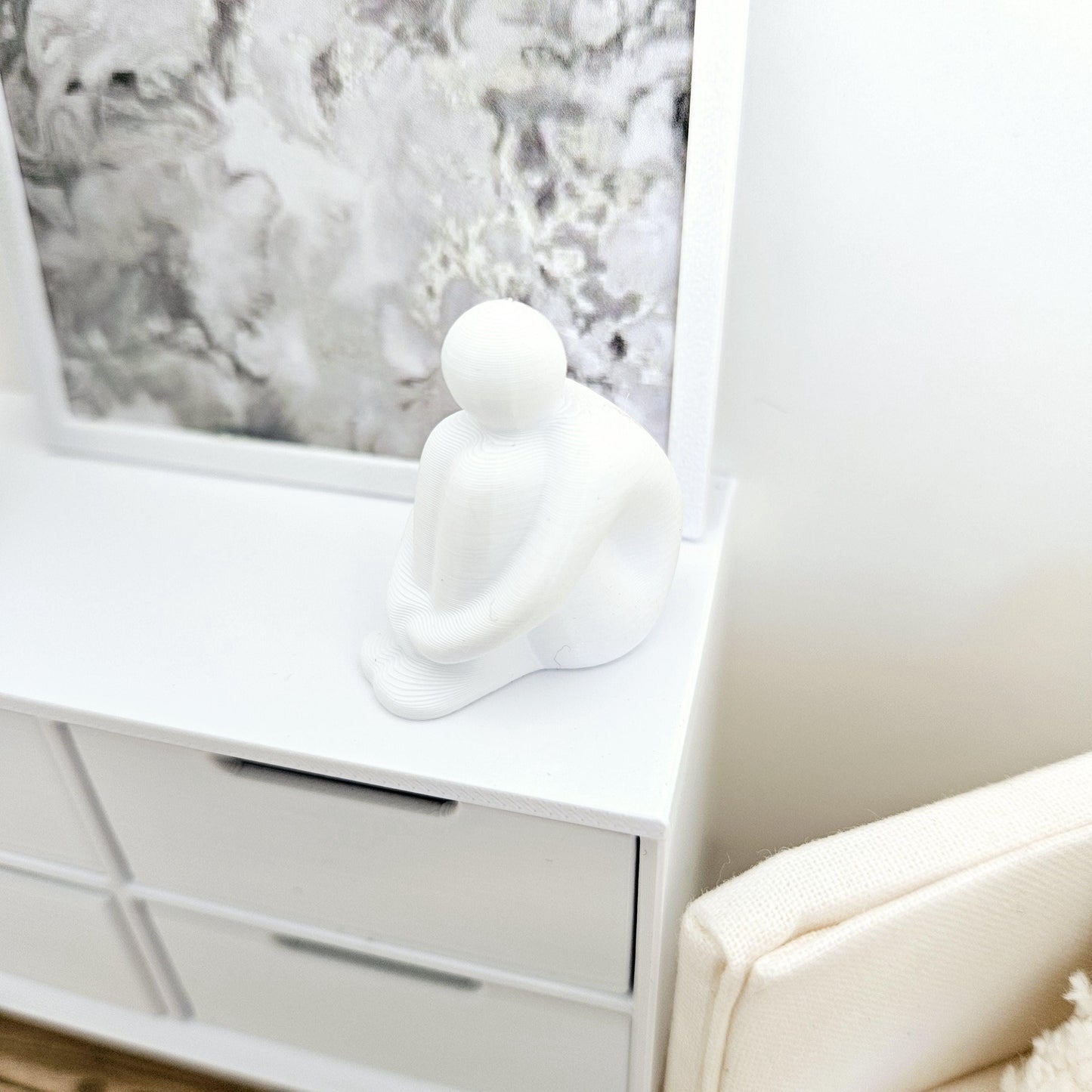 Dolls House Modern Harry Sitting Man Ornament, House or Garden Ornament, 12th Scale