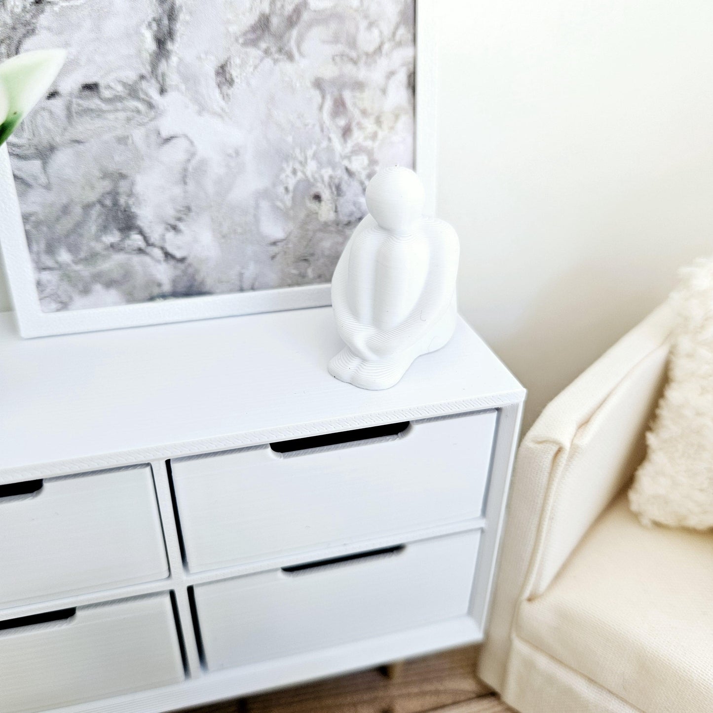 Dolls House Modern Harry Sitting Man Ornament, House or Garden Ornament, 12th Scale