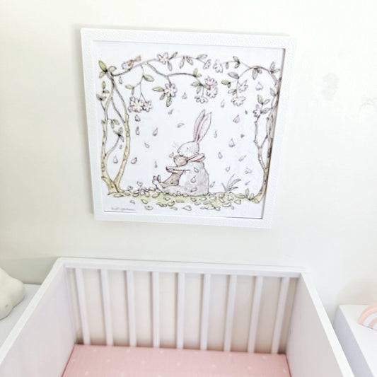 Dolls House Modern Framed Wall Art, Rabbit picture, 12th scale, miniature wall picture, Nursery wall art