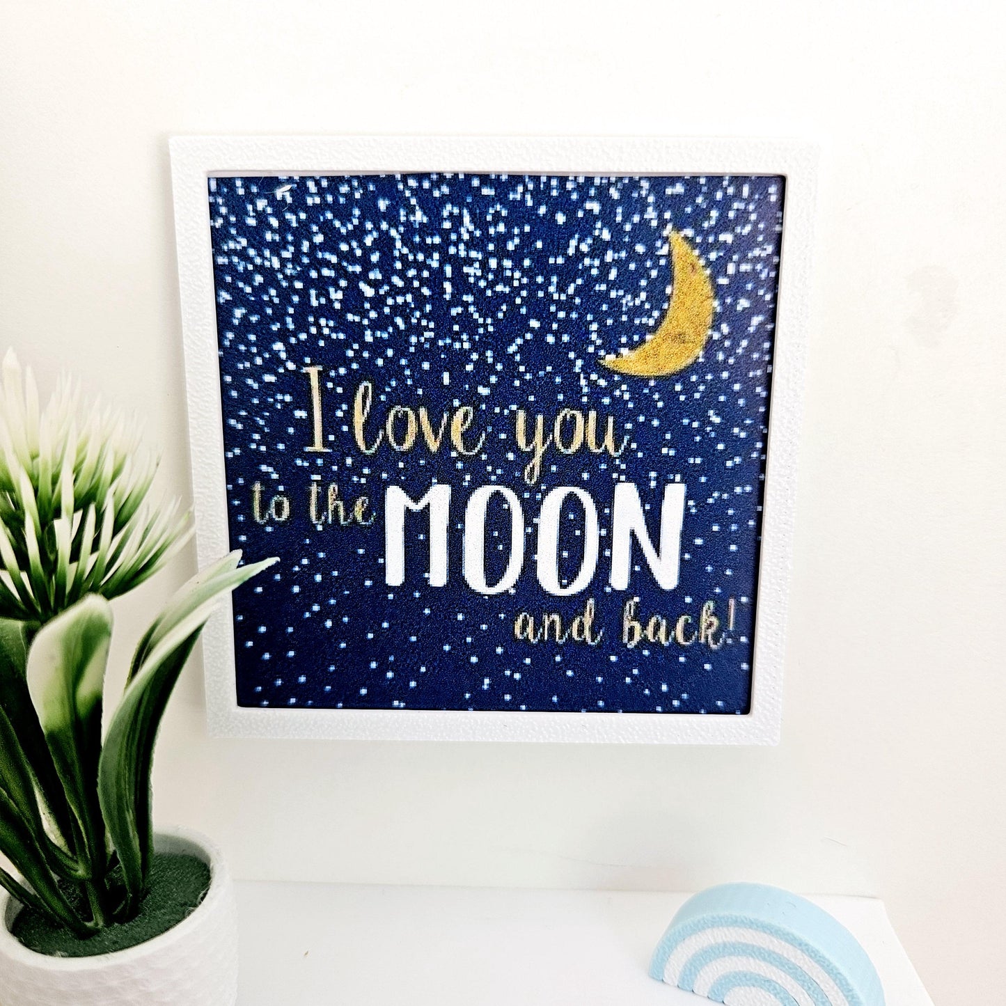 Dolls House Modern Framed Wall Art, I Love you to the moon & back picture, 12th scale, miniature wall picture, Nursery wall art