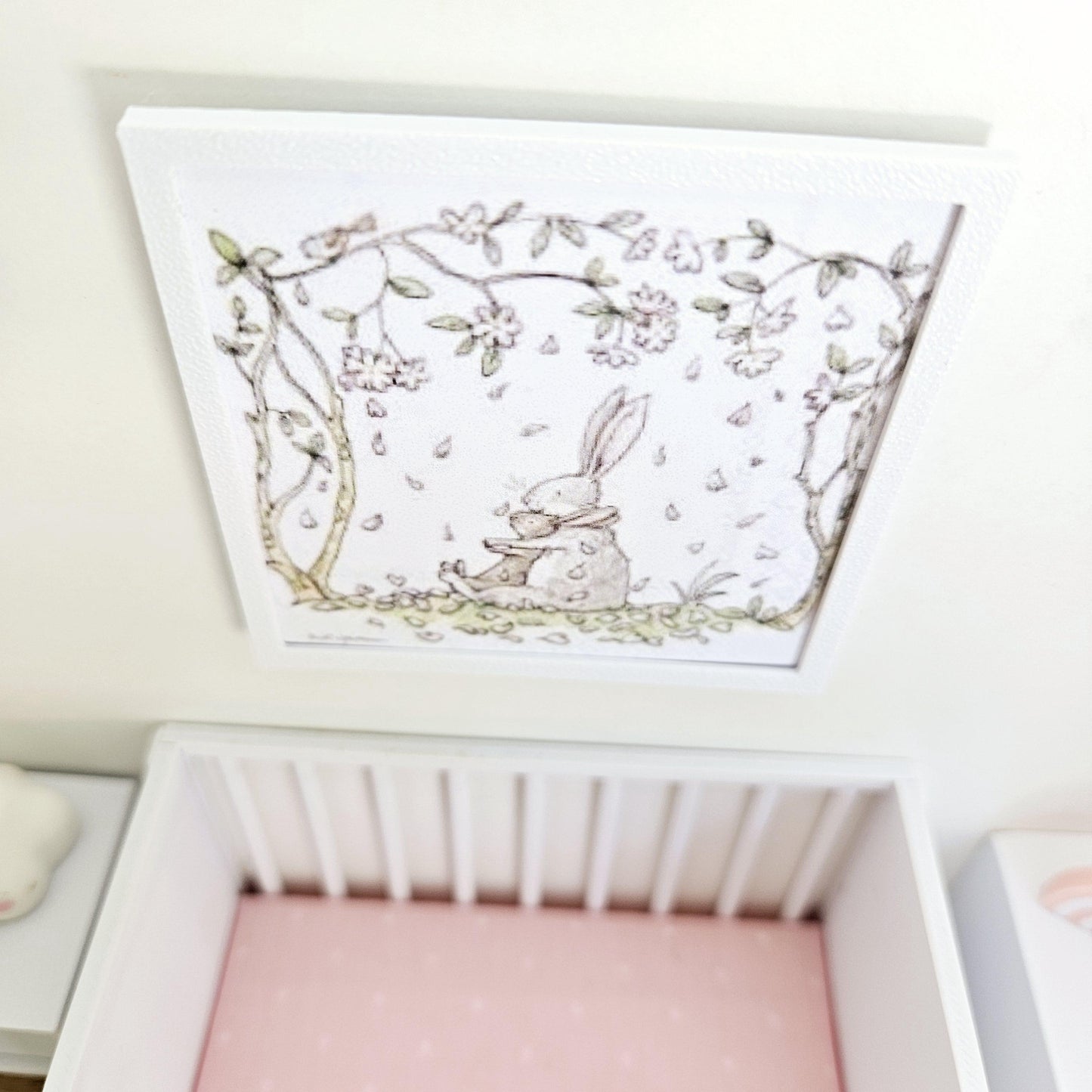 Dolls House Modern Framed Wall Art, Rabbit picture, 12th scale, miniature wall picture, Nursery wall art