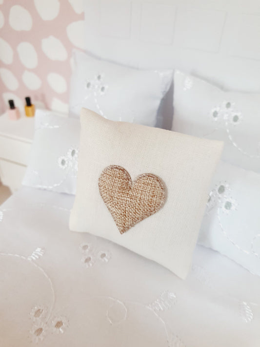 Dolls house Heart cushion, choice of colour, 12th scale cushions, miniature cushion