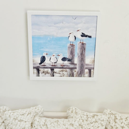 Dolls House Modern Framed Wall Art, Seagulls picture, 12th scale, miniature wall picture for any room