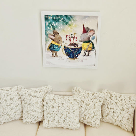 Dolls House Christmas Wall Art | Framed Mice Print | 1:12 Scale Miniature Picture