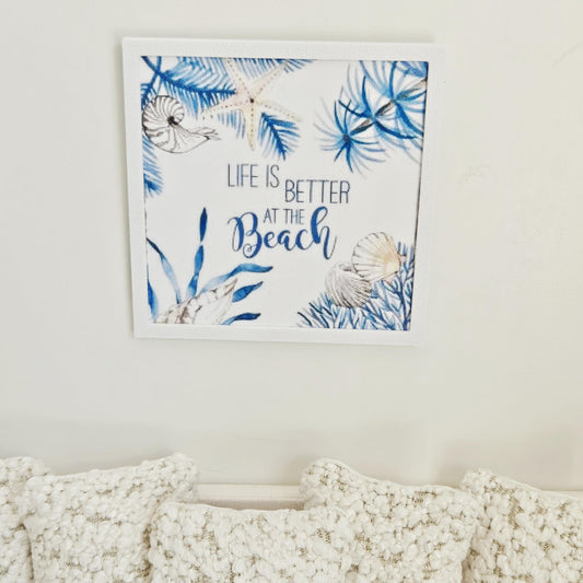 Dolls House Modern Framed Wall Art, Life is better at the beach picture, 12th scale, miniature wall picture for any room