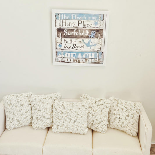 Dolls House Wall Art | Framed Beach Sign Print | 1:12 Scale Miniature Picture