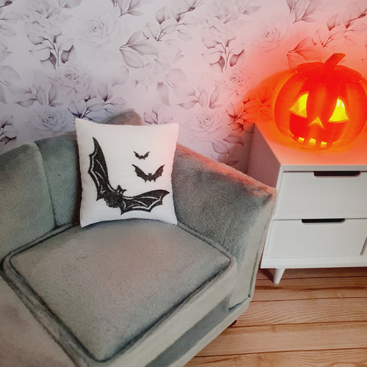 Dolls house 1x Halloween Bat Cushion, 12th scale cushions, miniature cushion, Halloween, bats