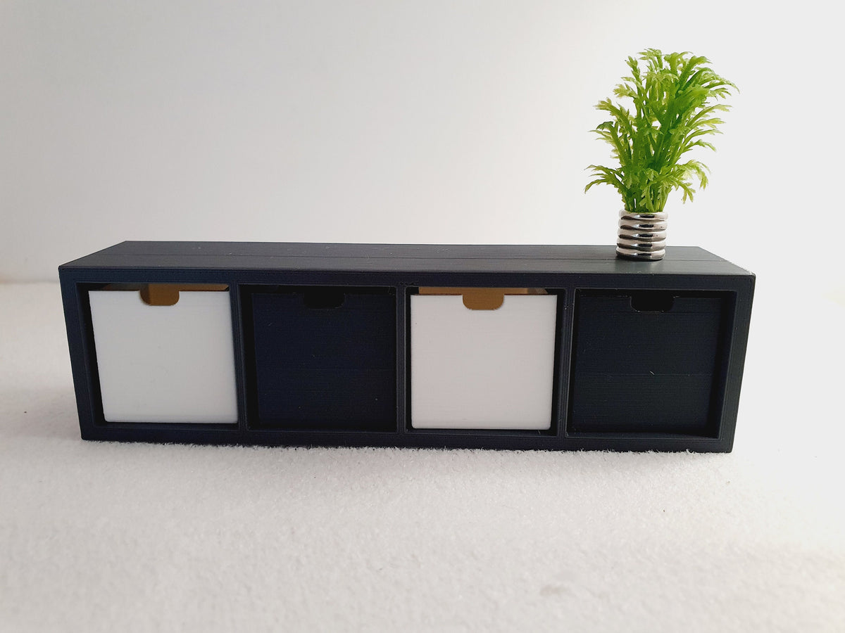 4-Cube Storage Unit with Boxes – alternate view 5 | 1:12 scale dolls house miniature
