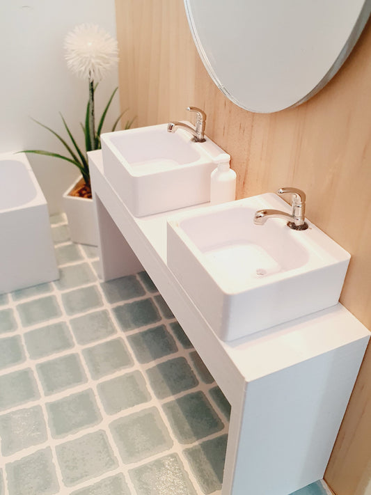 Double-Sink Vanity Stand | 1:12 scale dolls house miniature