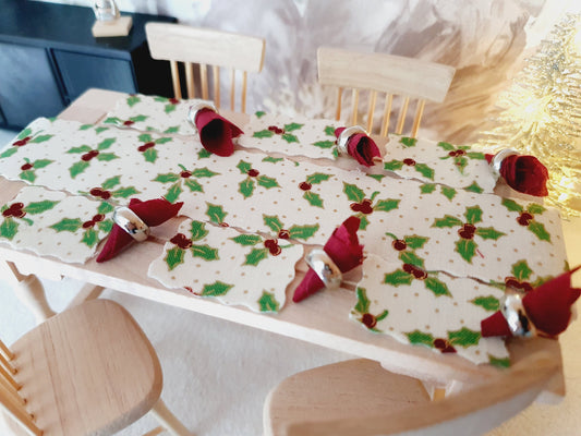 Holly Table Setting Set | 1:12 scale dolls house miniature