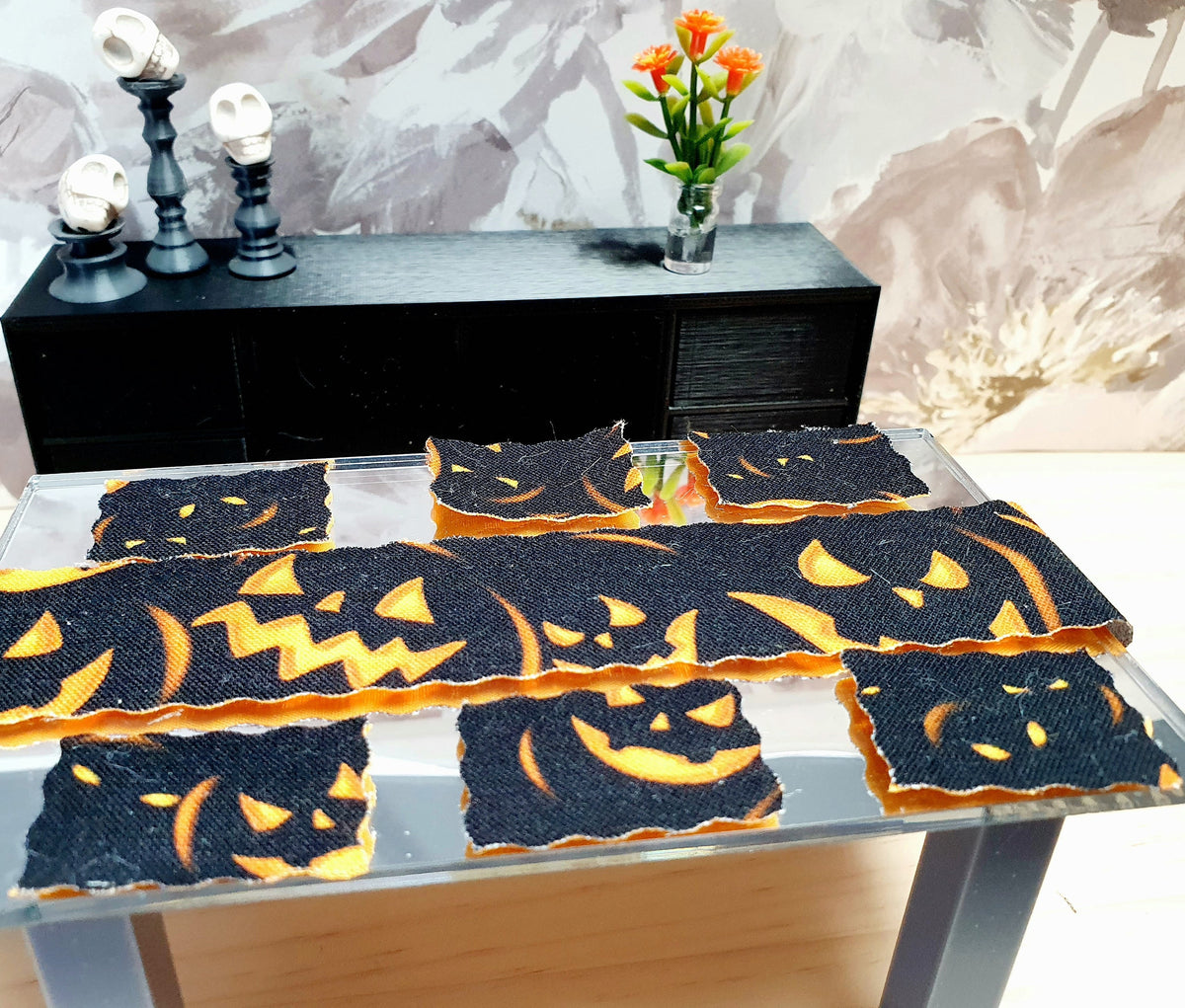 Halloween Table Setting – alternate view 2 | 1:12 scale dolls house miniature