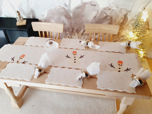 Christmas Snowman Table Setting | 1:12 scale dolls house miniature