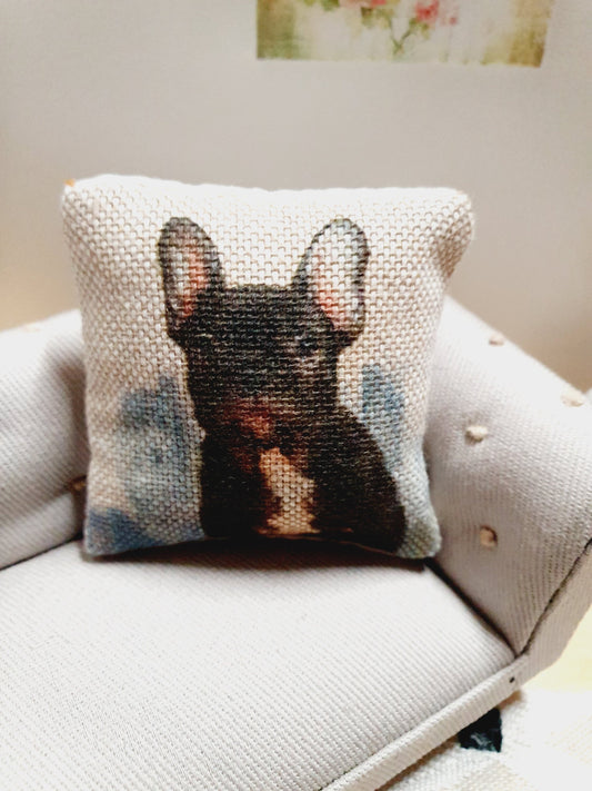 French Bulldog Cushion – alternate view 2 | 1:12 scale dolls house miniature