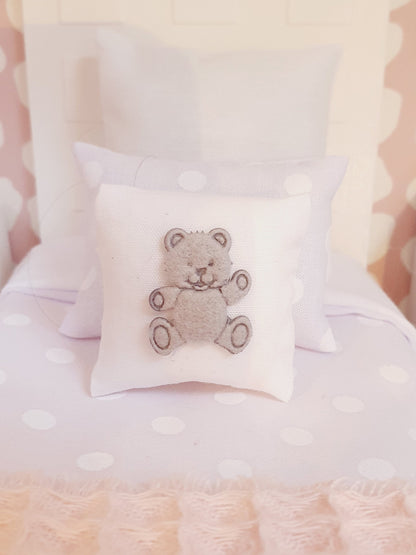 Teddy Bear Cushion – alternate view 2 | 1:12 scale dolls house miniature