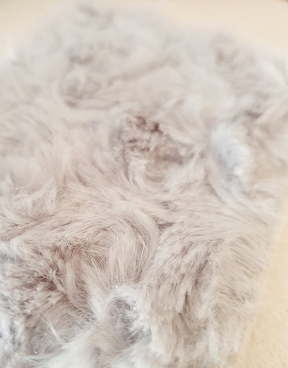Small Grey/Beige Fur Rug – alternate view 2 | 1:12 scale dolls house miniature